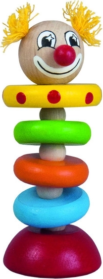 DETOA kummipaelal kloun 12 cm – puidust mänguasi lastele alates 6. elukuust