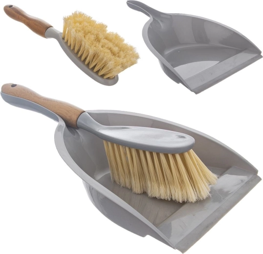 Bambusest ja plastist kühvelharja komplekt kummiservaga