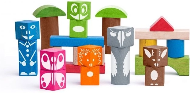 Woody colorful blocks with animal print