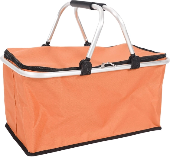 Folding shopping basket 46 × 27 × 23 cm, aluminum and polyester, orange
