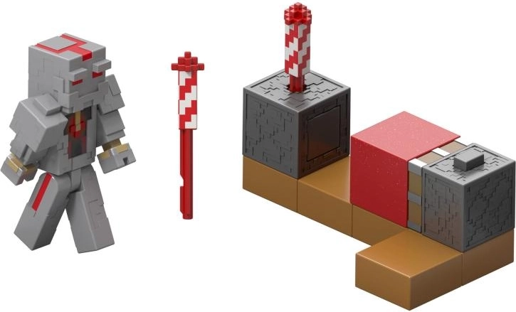 Minecraft action figure with fireworks launcher 8 cm