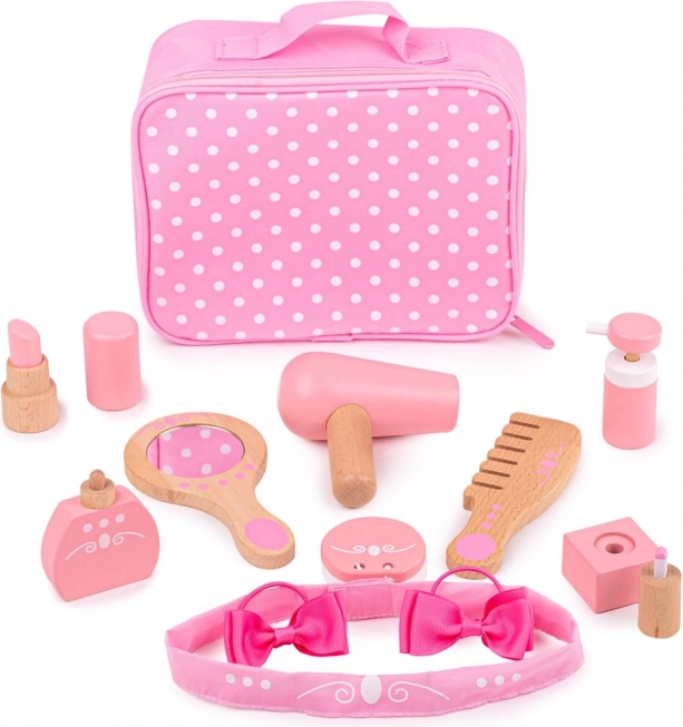 Bigjigs Toys puidust kosmeetikakomplekt kohvris (11 osa)