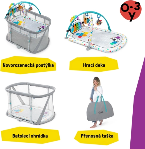 Baby Einstein 3-in-1 võrevoodi ja mänguaedik klaveriga 3v1 Kick & Snooze