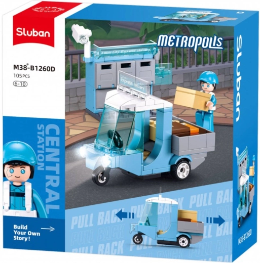 Sluban Metropolis postal vehicle with pull-back wind-up drive 105 pieces + figure