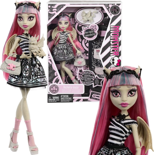 Monster High nukk Rochelle Goyle 26 cm Creeproduction tarvikute ja lemmiku Roux’ga