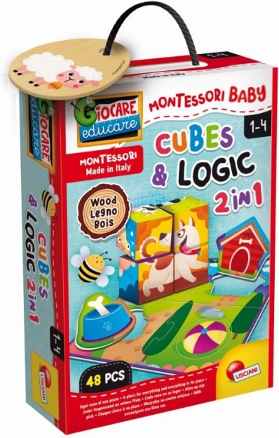Montessori puidust klotsid loomadega loogika arendamiseks
