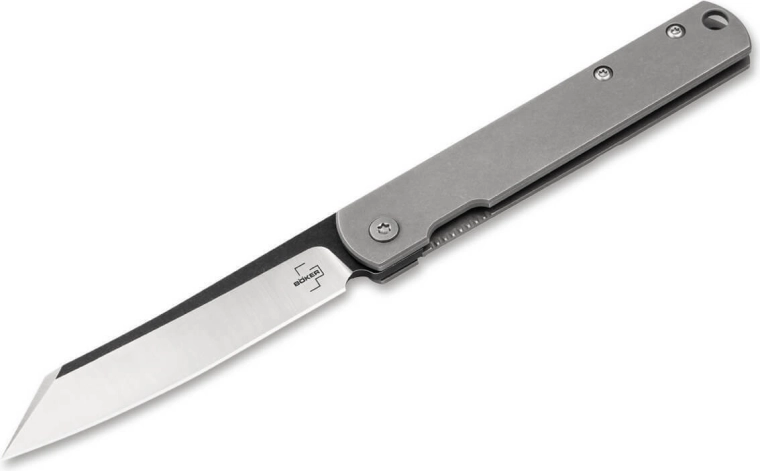 Böker Plus Zenshin pocket knife 7.5 cm Stonewash stainless steel with clip