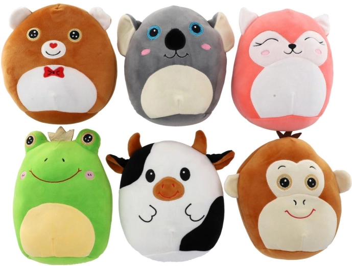 Plush round animal 20 cm – koala, fox, teddy bear, frog, cow, and monkey