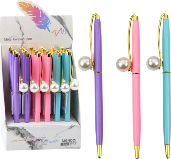 Metal pen with pearl blue ink 1.0 mm