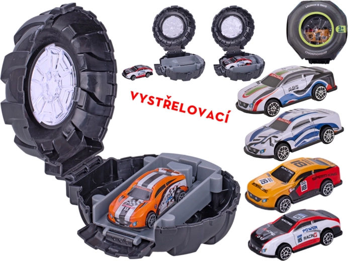 Metallist sportauto väljalaskemehhanismiga rehvist, 6,5 cm