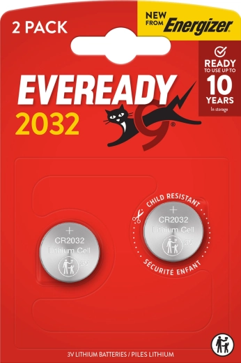 Energizer Eveready liitiumbatareid CR2032, 3 V, pakendis 2 tk