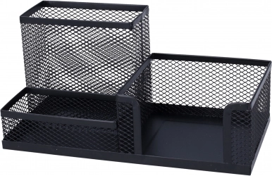 Kontoritarvete hoidik, must traadist, komplekt, 20,3 × 10,4 × 9,5 cm