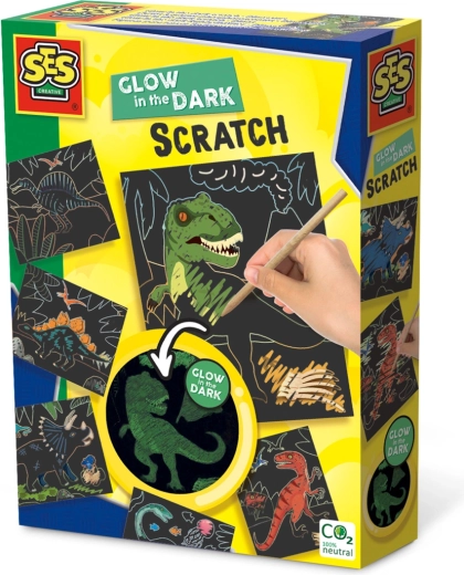 Glow-in-the-Dark Dinosaur Scratch Art Pictures