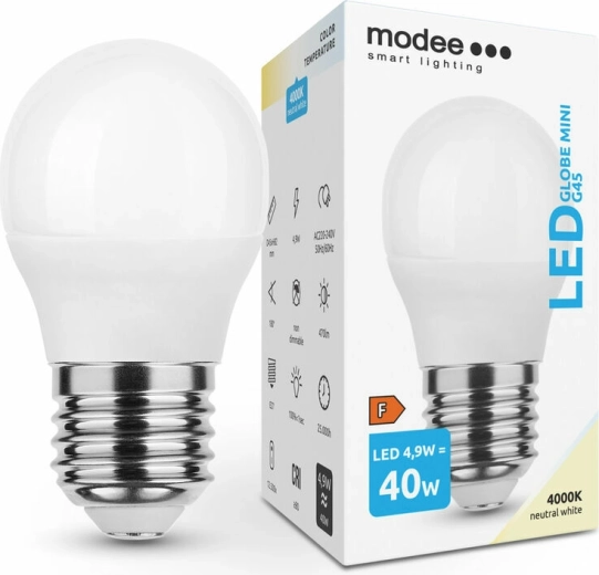 LED-pirn Modee Globe Mini G45 4,9 W E27, 470 lm, neutraalne valge