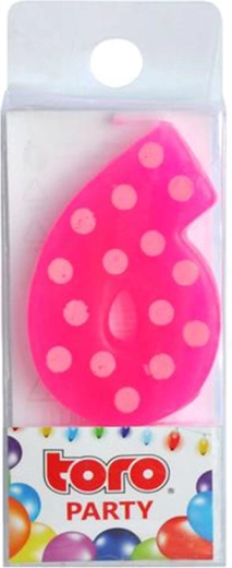 TORO Cake Candle Number 6, insertable, 4.5 cm