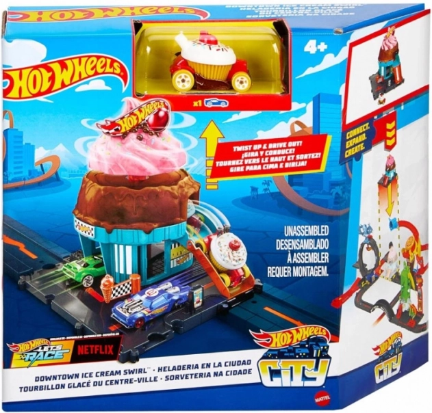 Hot Wheels City jäätisekohvik – mängukomplekt autoga