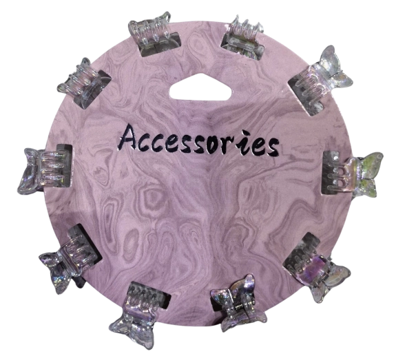 Pink mini juukseklamber liblikas holograafiline – 1 tk