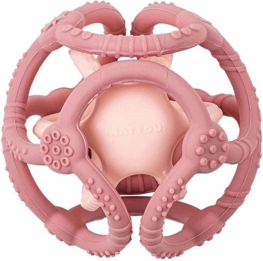 Nattou silicone teething ball 2-in-1 BPA-free, mint
