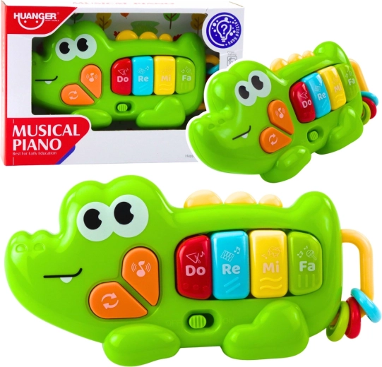 Interactive musical crocodile piano for small children – green