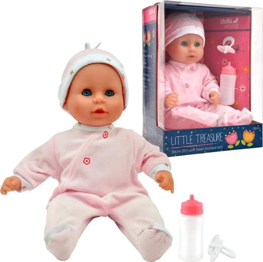 Dolls World beebinukk Little Treasure Pink suletavate silmadega 38 cm