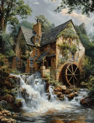 Teemandimaaling Veski 30 × 40 cm