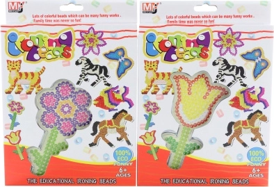 Iron-on beads with flower template