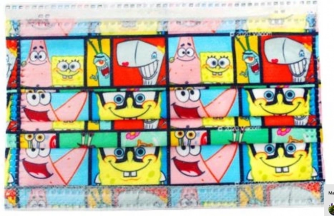 Ühekordne laste näomask Spongebob Ruudipüksid motiiviga