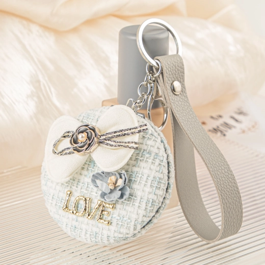 Pocket Mirror Blue Caress with Bow and LOVE Inscription