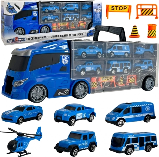 3-ühes politsei veok koos transpordiga, sinine