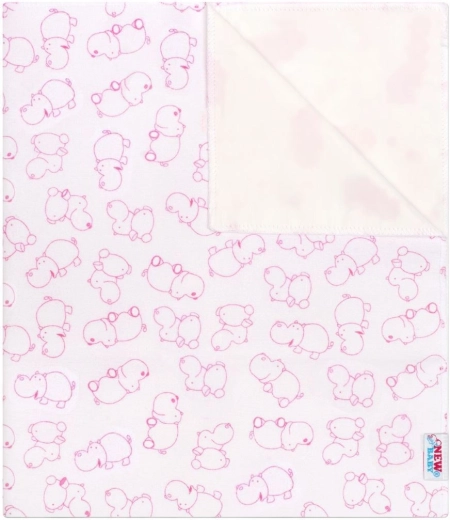 Waterproof flannel mat New Baby little hippo white/pink
