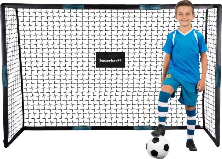 Bauerkrafti terasest jalgpallivärav treeningvõrguga 180 × 120 × 60 cm must-sinine