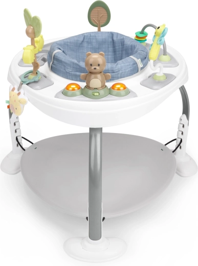 Ingenuity Bounce to Bloom Chambray 2-in-1 Activity Jumper and Play Table