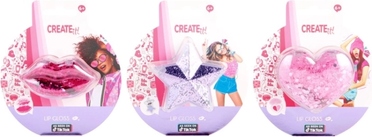 Läike huultele koos sädelevate konfettidega create it! – süda, huuled ja täht