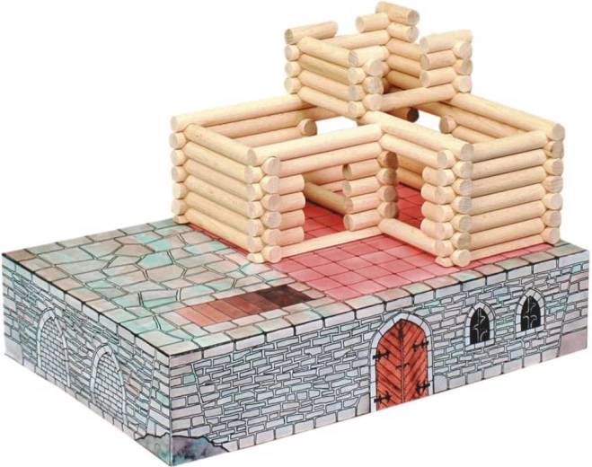 Beech logs with milled interlocking joints