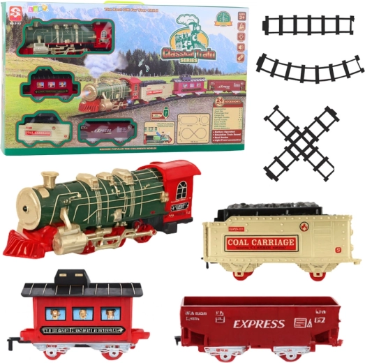 CLASSICAL TRAIN Electric Train Set with lights, sounds and steam, 24 pieces