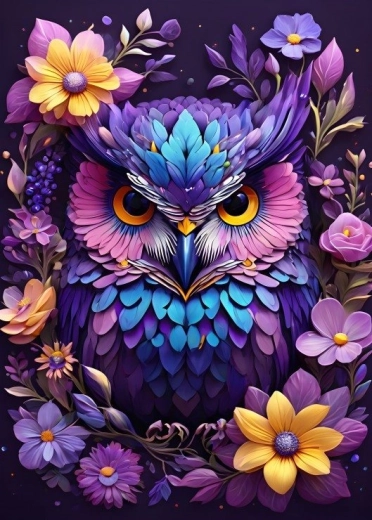Puzzle Flowers and Owl 300 pieces BLUEBIRD