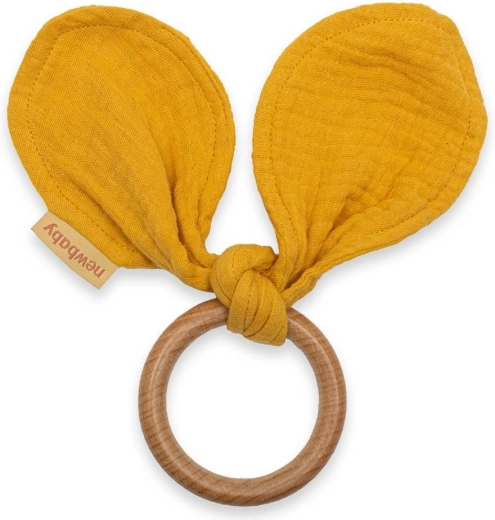 Teether with muslin cloth New Baby Ears mustard