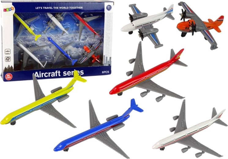 Set of children’s passenger airplanes – 6 pcs in different colors