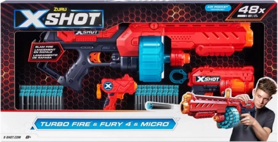 Blasterite komplekt X-Shot Excel Turbo Fire + Fury 4 + Micro