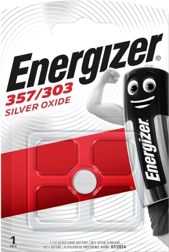 ENERGIZER 357/303 watch battery, silver oxide, 1.55 V, 138 mAh
