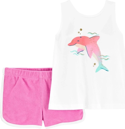 Carter’s kaheosaline komplekt: topp ja lühikesed püksid Pink dolphin tüdrukule (9 k)