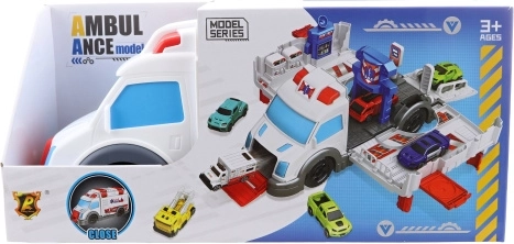 Folding ambulance with rescue base and toy cars