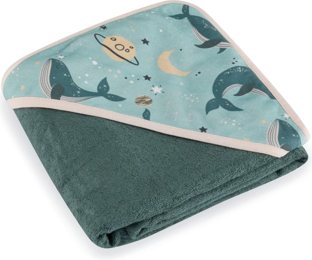 PETITE&MARS bambusest kapuutsiga vannilina Loulou Whale Song 100 × 100 cm
