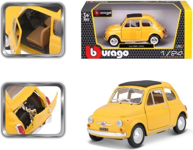Bburago automudel Fiat 500 F 1965 kollane 1:24