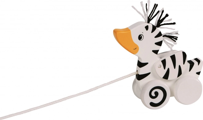 Goki wooden pull-along duck with zebra pattern