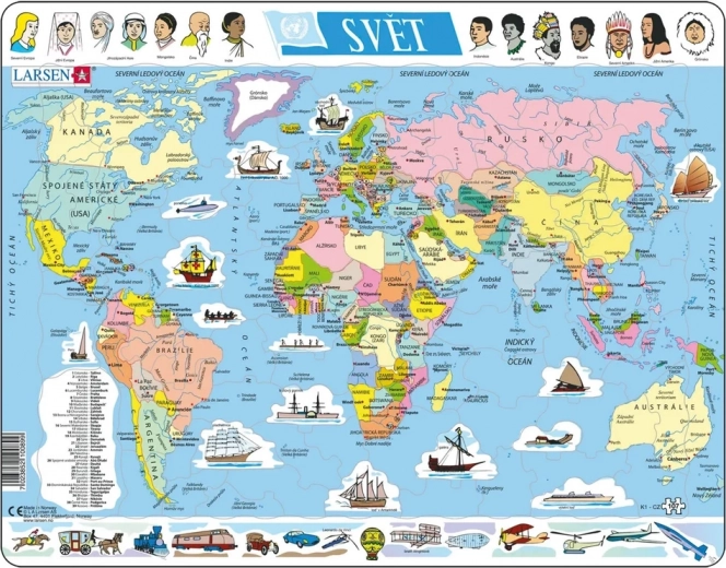 Larsen pusle maailm poliitiline kaart 107 tükki