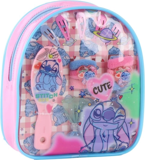 Laste juukseaksessuaaride komplekt STITCH läbipaistvas seljakotis