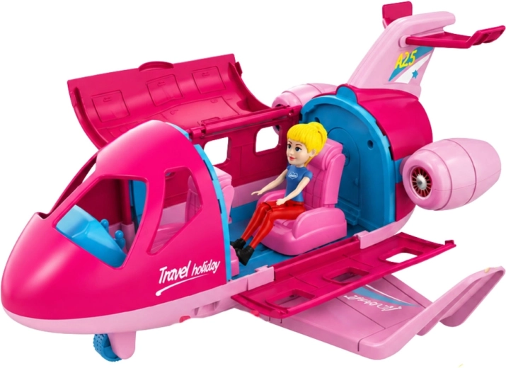 Foldable airplane with opening interior