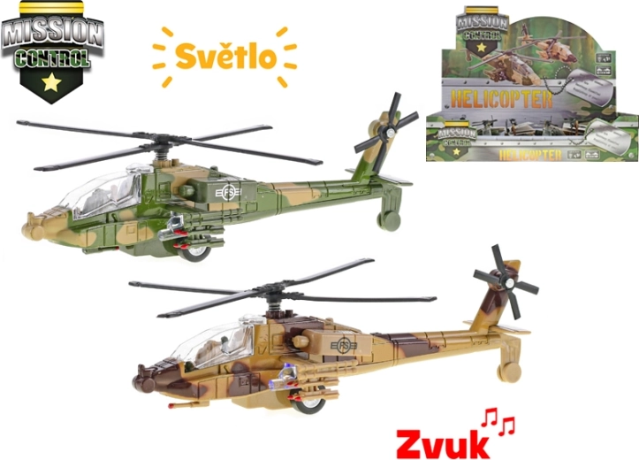Sõjaväeline metallist helikopter Mission Control 20 cm valguse ja heliga