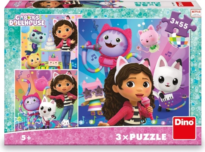 Children's Puzzle Gabby's Magical House Celebration 3x55 Pieces